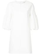 Tibi Balloon Sleeve Crepe Dress - White