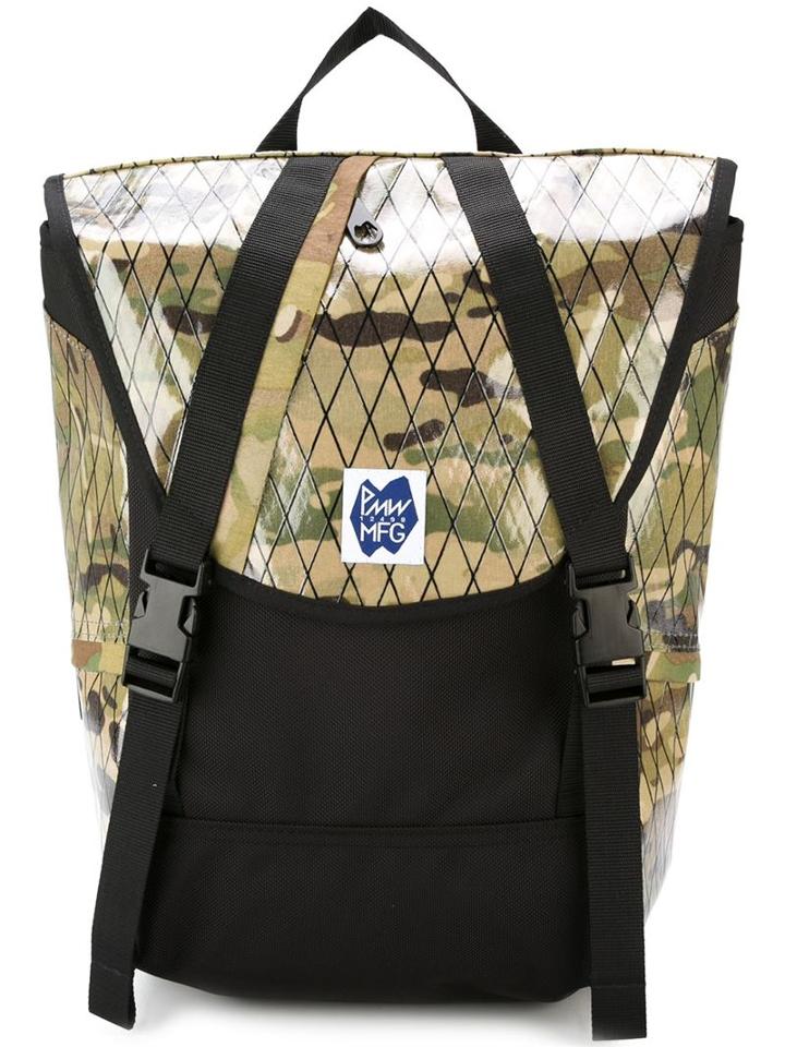 Pmw Mfg Camouflage Print Backpack, Green, Nylon