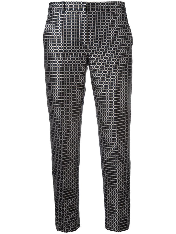 's Max Mara Checked Cropped Trousers, Women's, Size: 46, Blue, Polyester