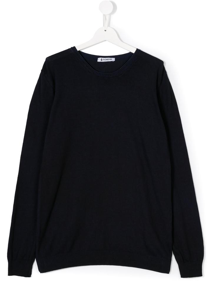 Dondup Kids Ribbed Round Neck Jumper - Blue