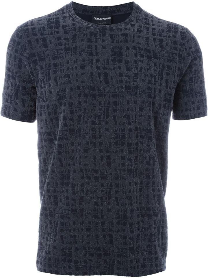 Giorgio Armani Tartan Plaid Effect Textured T-shirt