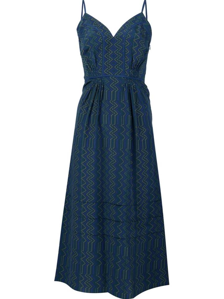 Derek Lam Sweetheart Neck Flared Dress, Women's, Size: 44, Blue, Silk