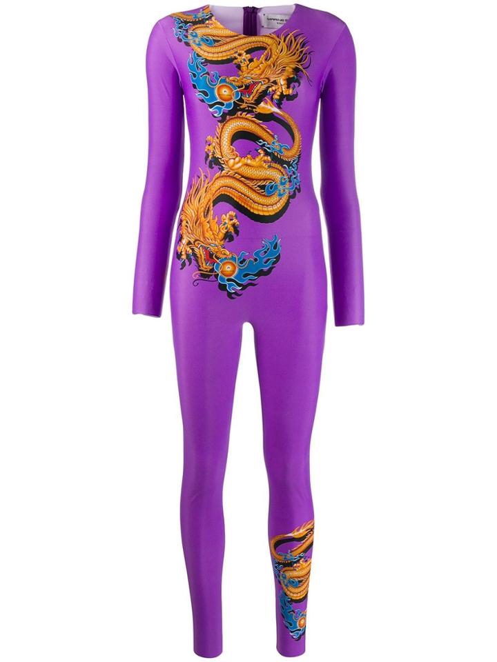 Marine Serre Fitted Dragon Jumpsuit - Purple