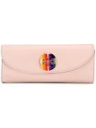 Tory Burch Striped Logo Plaque Clutch