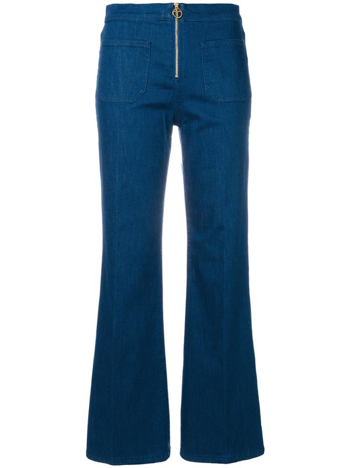 Tory Burch Luisa Zip-front Flare Jeans - Blue