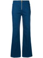 Tory Burch Luisa Zip-front Flare Jeans - Blue