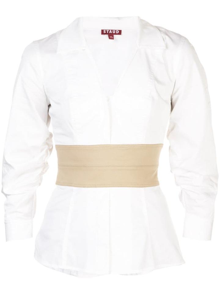Staud Cinched Waist Peplum Shirt - White