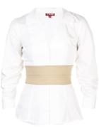 Staud Cinched Waist Peplum Shirt - White