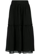 Olympiah Gathering Detail Midi Skirt - Black