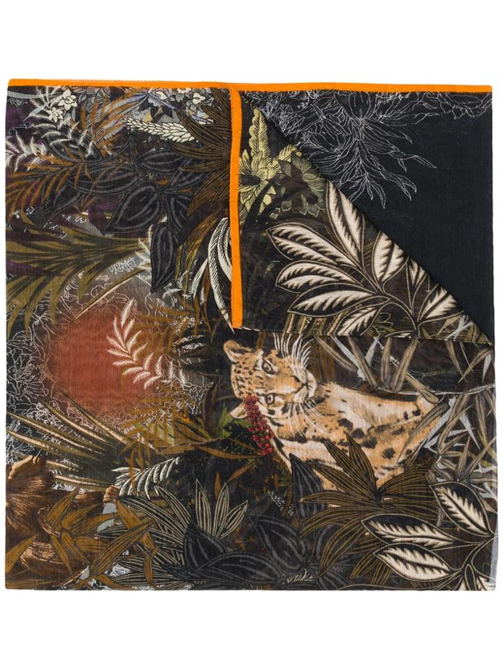 Etro Tropical Print Scarf - Black