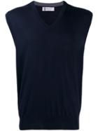 Brunello Cucinelli Sleeveless V-neck Sweater - Blue