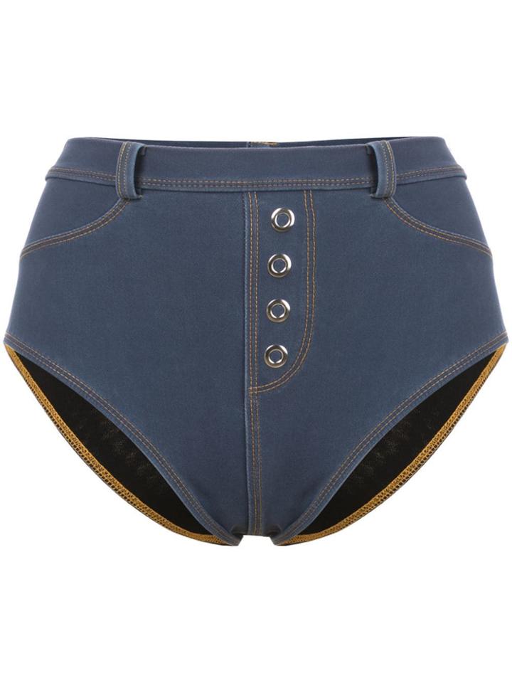 Jonathan Simkhai Denim Bikini Bottoms - Blue