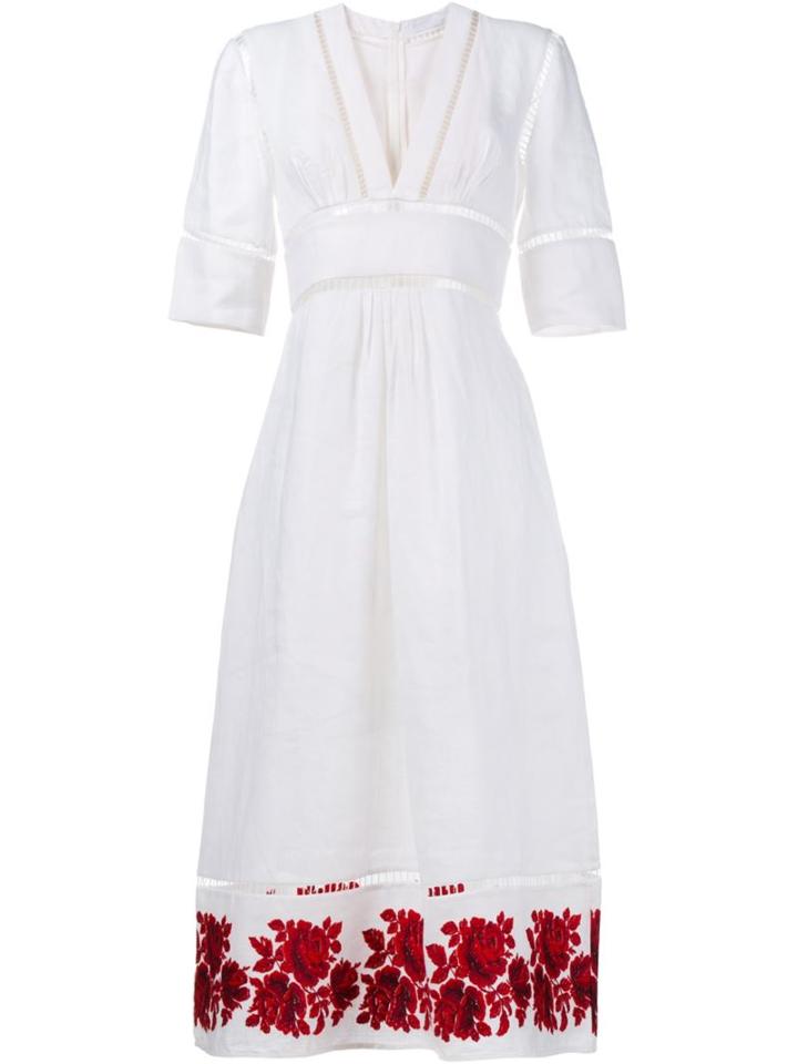 Zimmermann Floral Embroidered Hem Dress
