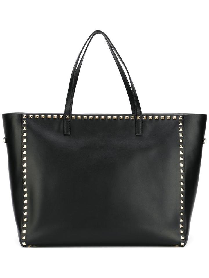 Valentino Valentino Garavani Rockstud Tote, Men's, Black, Calf Leather/mentha Aquatica (wild Water Mint) Leaf Extract