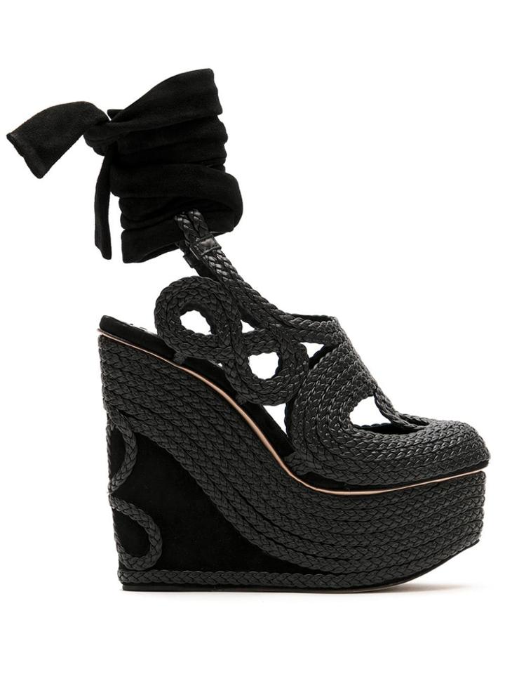 Andrea Bogosian Poppy Tied Wedge Sandals - Black