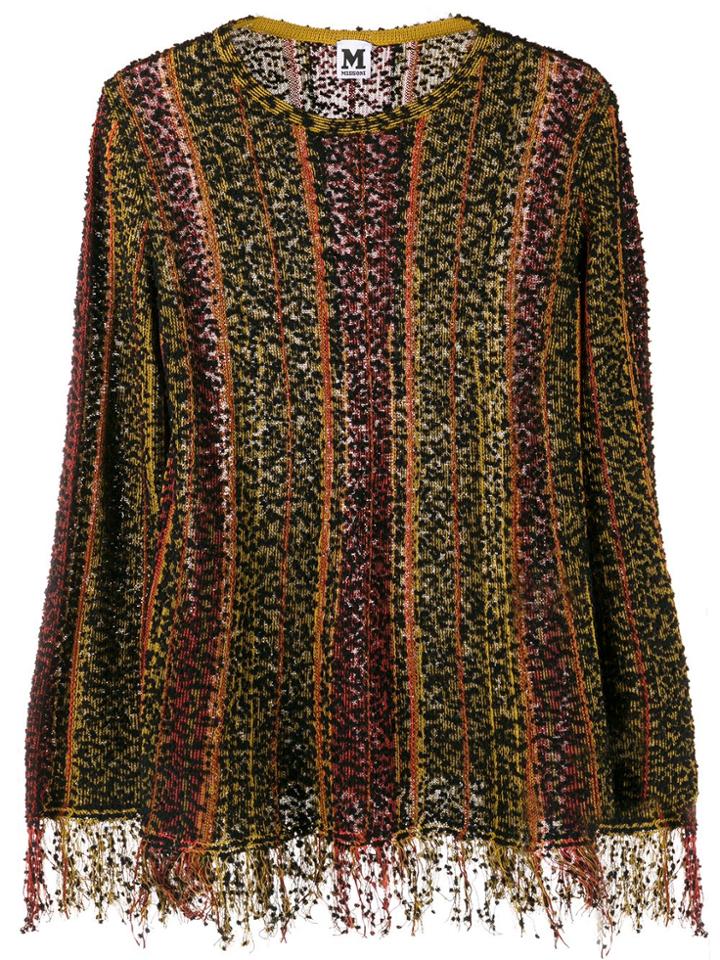 M Missoni Striped Fringed Knit Top - Yellow