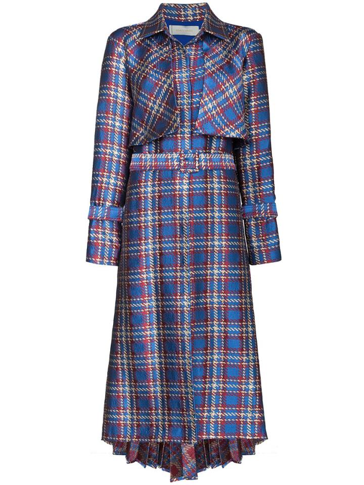 Silvia Tcherassi Donina Check Print Trench Coat - Blue