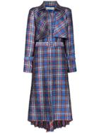Silvia Tcherassi Donina Check Print Trench Coat - Blue