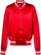 Amiri Striped Trim Bomber Jacket, Men's, Size: Small, Red, Silk/cotton/cashmere