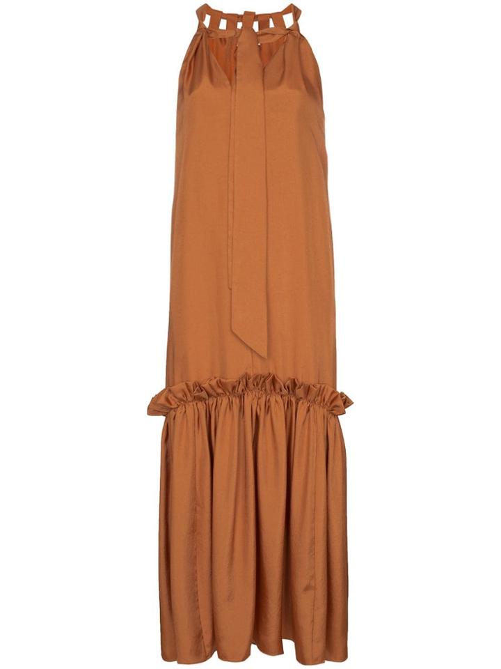 Tibi Tiered Ruffled Midi-dress - Orange