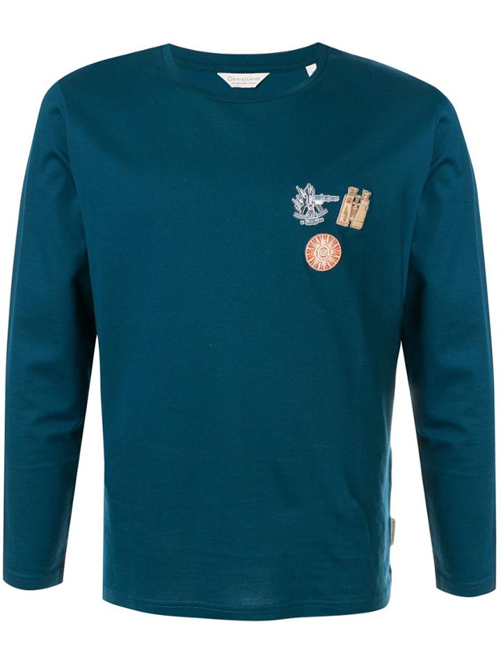 Gieves & Hawkes Long Sleeved Cotton T-shirt - Blue