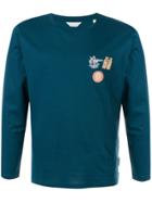 Gieves & Hawkes Long Sleeved Cotton T-shirt - Blue