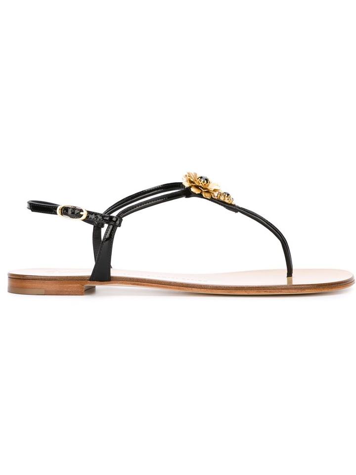 Giuseppe Zanotti Design Hollie Sandals, Women's, Size: 38, Black, Leather/glass