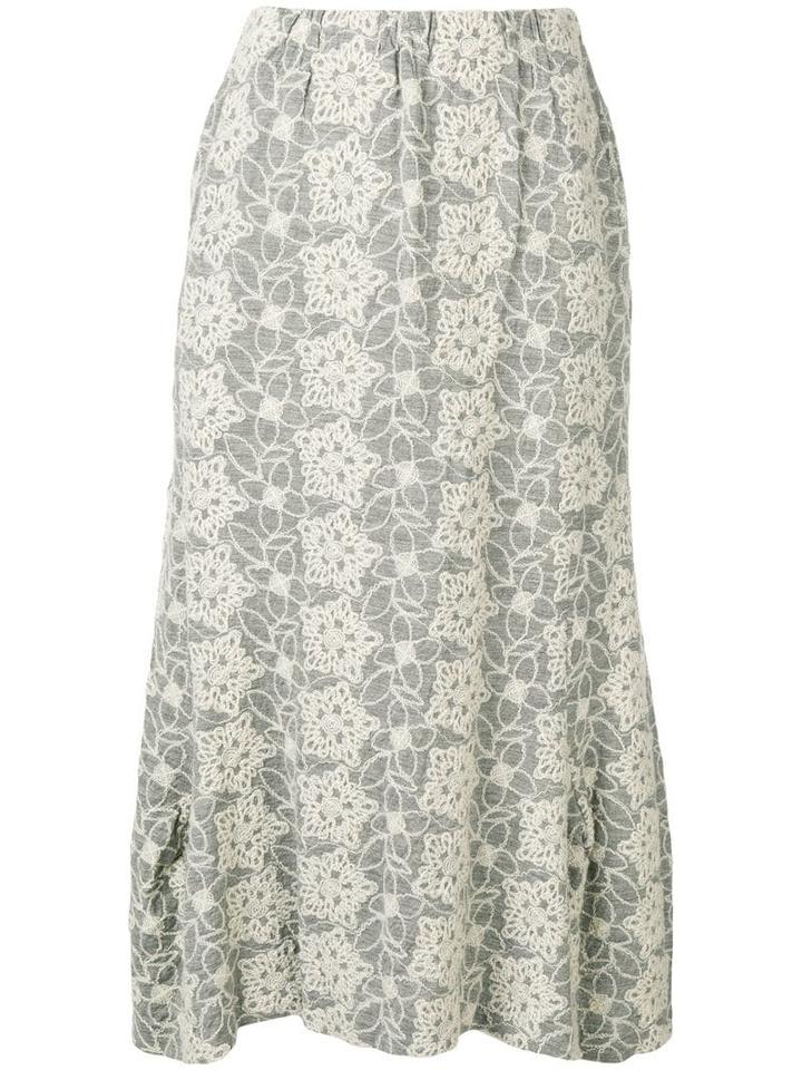 Comme Des Garçons Pre-owned 1999's Embroidered Midi Skirt - Grey