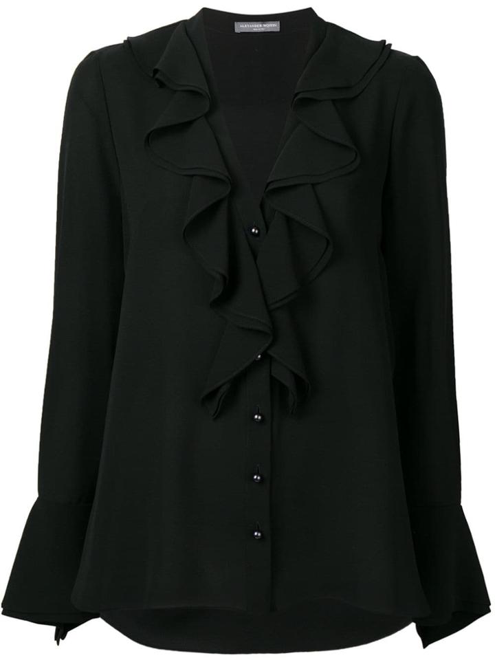 Alexander Mcqueen Ruffled V-neck Shirt - Black