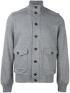Eleventy Button Down Bomber Jacket, Men's, Size: Xxl, Grey, Cotton/polyamide