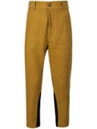 Ann Demeulemeester High Waisted Trousers, Men's, Size: Large, Yellow/orange, Cotton/linen/flax/polyester/wool