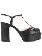 Fendi T-bar Platform Sandals - Black