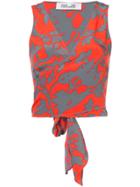 Dvf Diane Von Furstenberg Sleeveless Cropped Wrap Top - Red