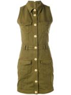 Balmain - Utility Mini Dress - Women - Cotton/spandex/elastane - 40, Green, Cotton/spandex/elastane