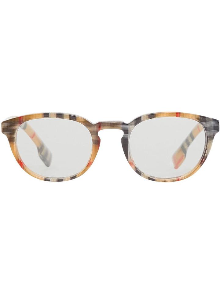Burberry Eyewear Vintage Check Round Optical Frames - Yellow