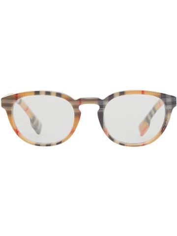 Burberry Eyewear Vintage Check Round Optical Frames - Yellow