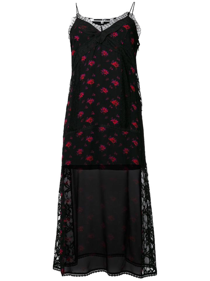 Mcq Alexander Mcqueen Floral Print Slip Dress - Black