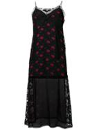 Mcq Alexander Mcqueen Floral Print Slip Dress - Black