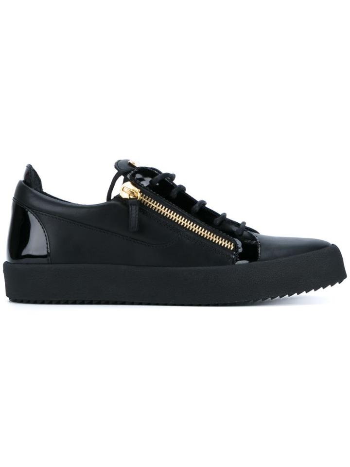 Giuseppe Zanotti Design Leather Lo-tops With Gold Zips