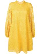 Giamba Flared Lace Dress - Yellow