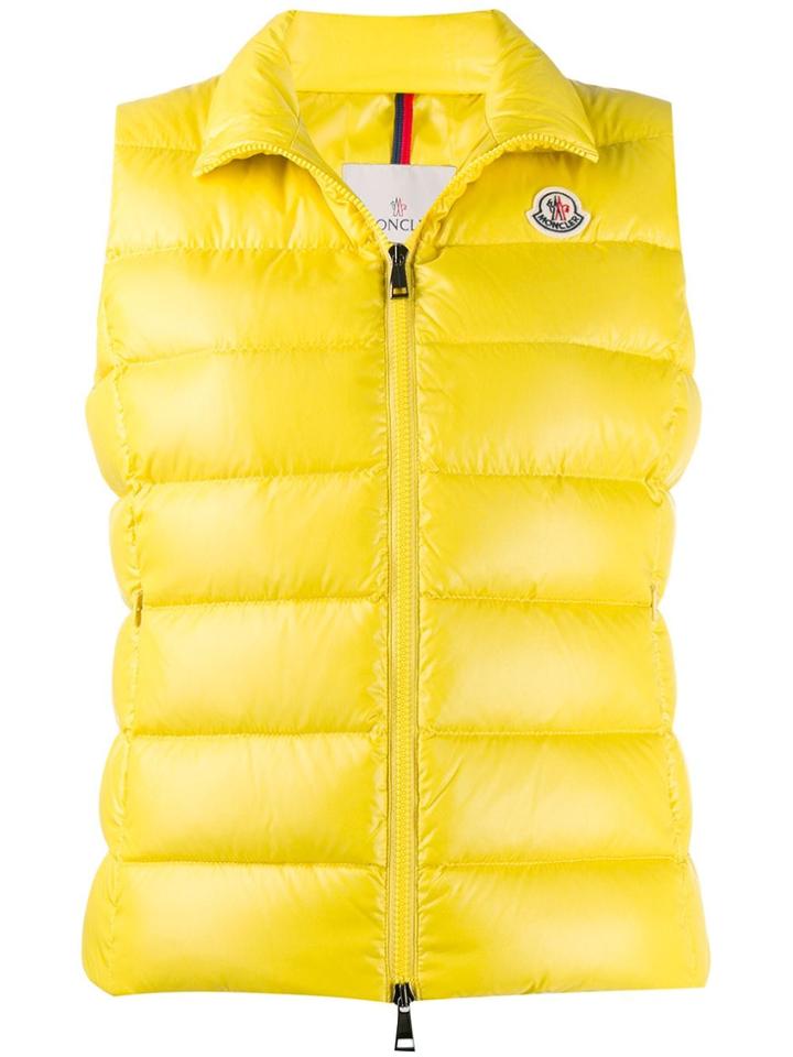 Moncler Padded Logo Patch Gilet - Yellow
