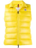 Moncler Padded Logo Patch Gilet - Yellow