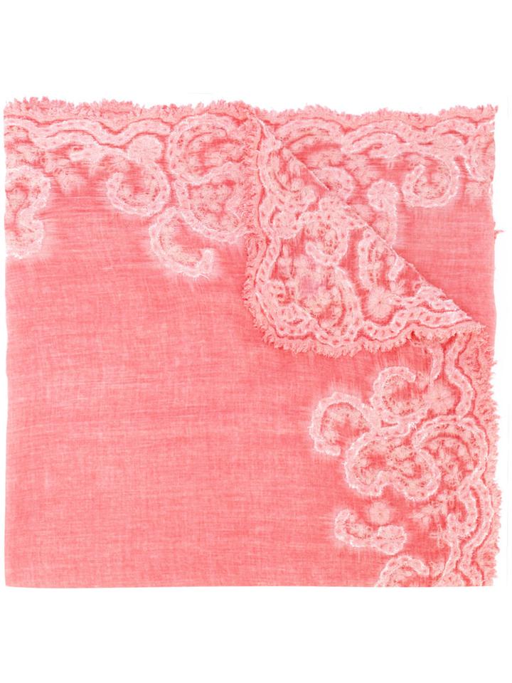 Embroidered Scarf - Men - Cotton/polyester/viscose - One Size, Pink/purple, Cotton/polyester/viscose, Faliero Sarti