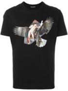 Neil Barrett Bird Print T-shirt, Men's, Size: Xs, Black, Cotton