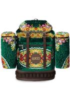 Gucci Large Floral Velvet Jacquard Backpack - Green
