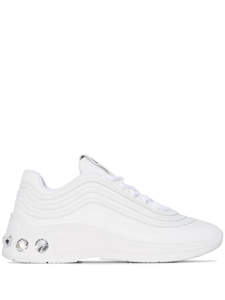 Miu Miu Embellished Heel Low-top Sneakers - White