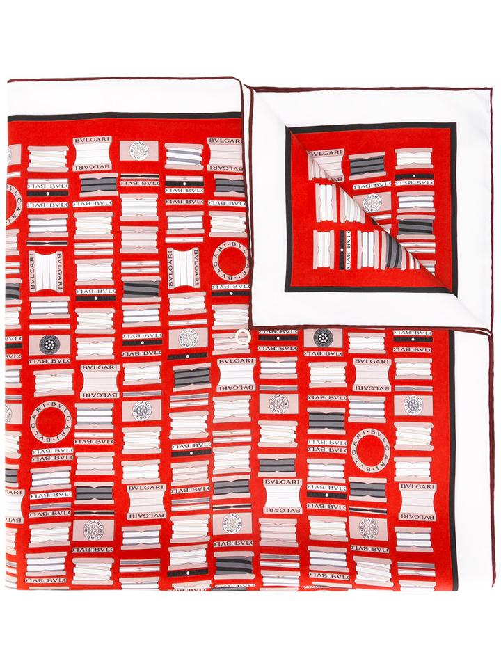 Bulgari - Patterned Scarf - Women - Silk - One Size, Women's, Red, Silk