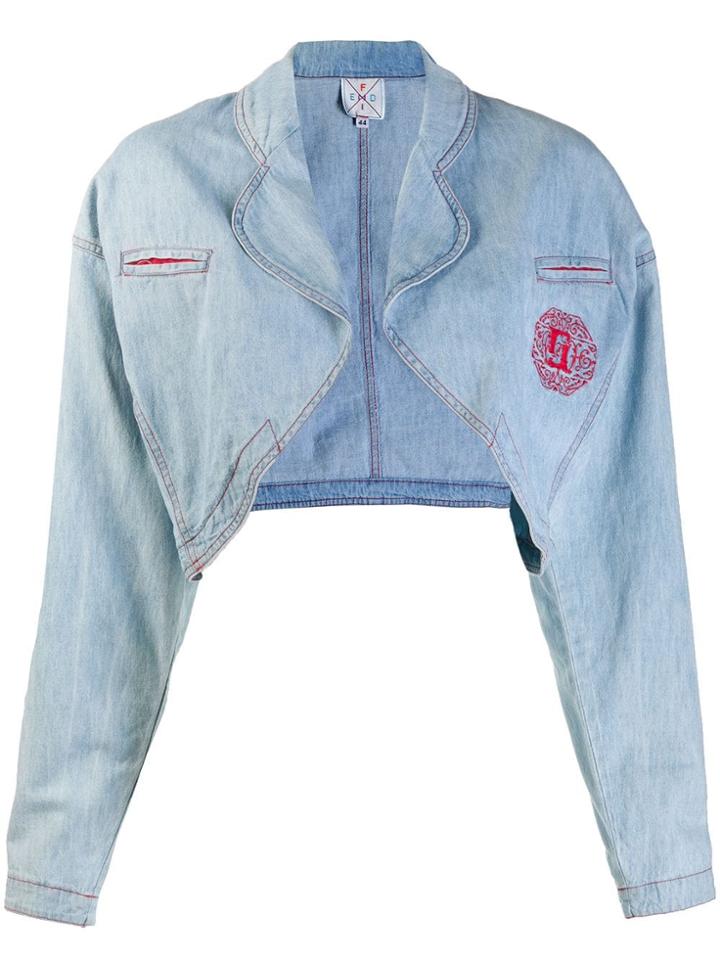 Fendi Pre-owned 1980's Open Front Denim Jacket - Blue
