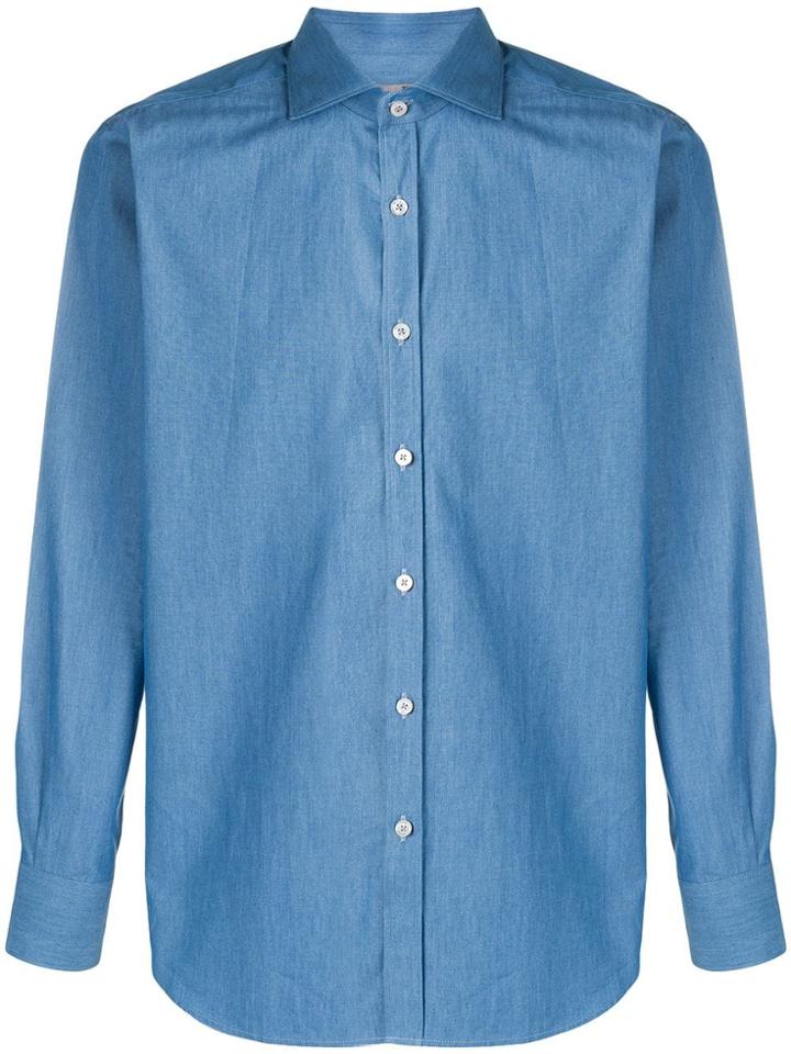 Canali Slim-fit Denim Shirt - Blue