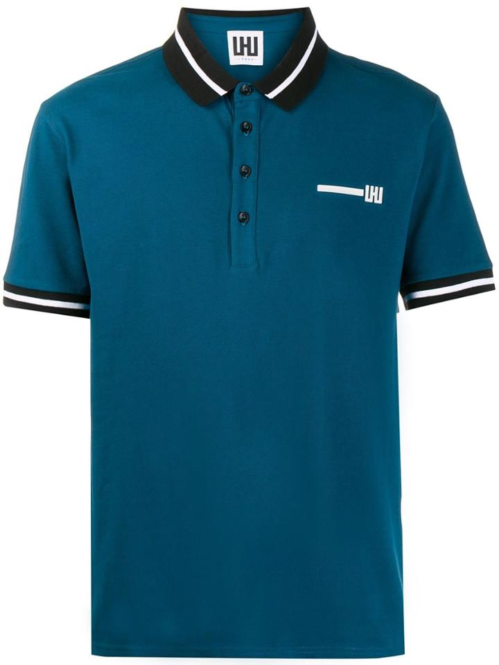 Les Hommes Urban Logo Print Polo Shirt - Blue